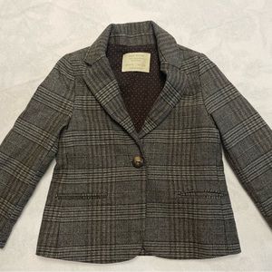 Zara Girls brown plaid blazer, size 4